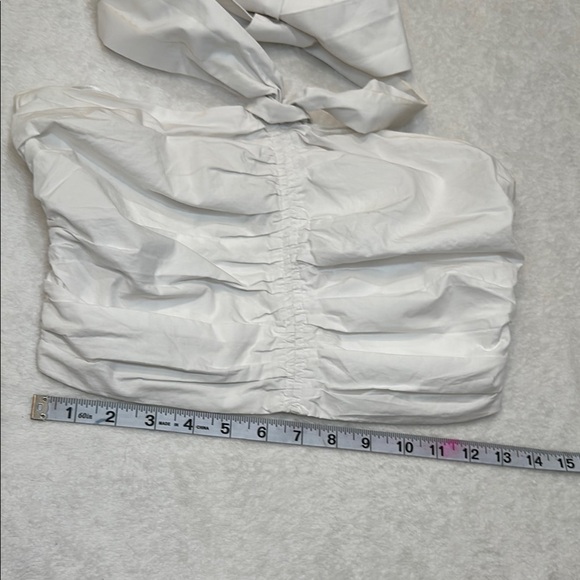 Pants Store White Ruched Tie Front Crop Top - Picture 4 of 11